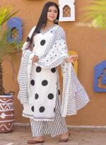 Cotton White Casual Wear Digital Printed Readymade Plazzo Suit